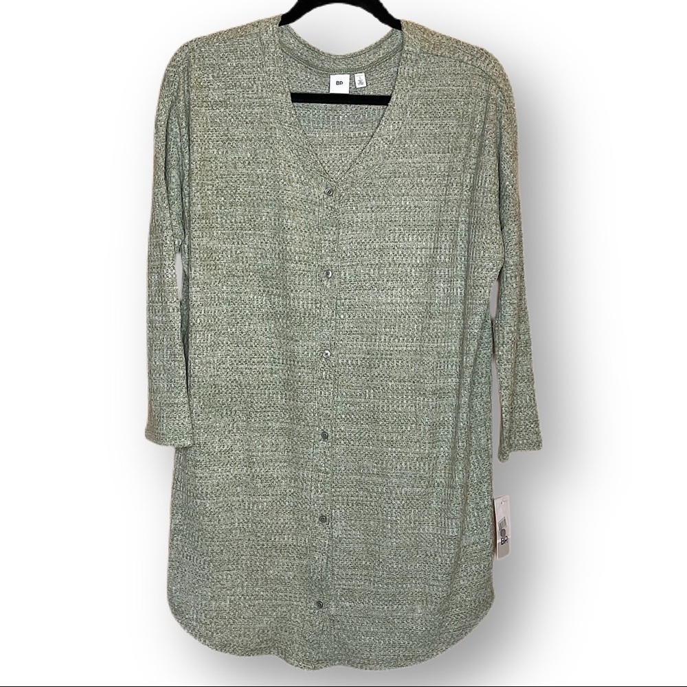 BP. tunic length cardigan green lichen heather S